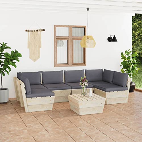 Chusui 7-TLG. Garten-Sofagarnitur aus Paletten mit Kissen, Balkonmöbel Set, Gartenmöbel Set, Gartenlounge Set, Möbelsets…