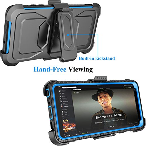 Njjex Compatible With Lg Stylo 4 Case/Lg Q Stylus Holster,[Nbeck] Heavy Duty Built-In Screen Protector Rugged Locking Swivel Belt Clip Kickstand Hard Phone Cover For Lg Stylus 4/Stylo 4 Plus [Blue] #TOP2