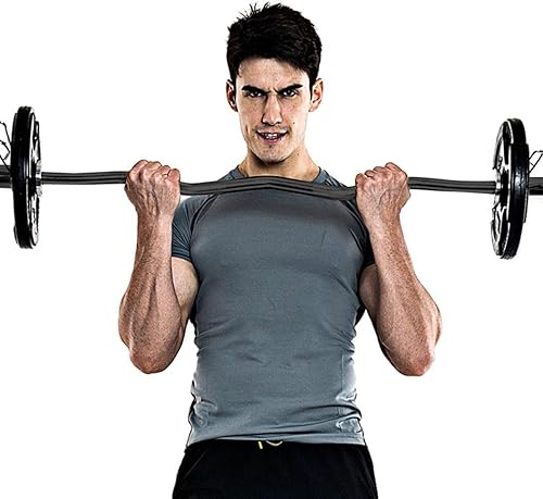 Miniatura 7 de Barra de pesas de 47 pulgadas, barra de levantamiento de rizos estándar con mango roscado estándar cromado y collares de anillo para ejercicio en