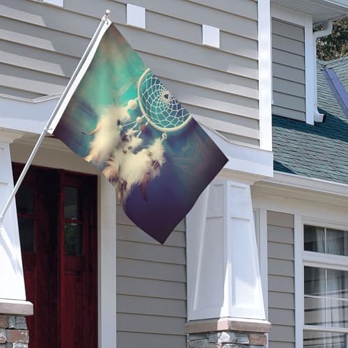Drapeau extérieur attrape-rêves blanc 1,2x1,8m pour décorer joliment votre jardin en toute saison
