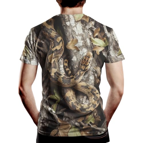 BEYFSJIRI Men's Camo T-Shirt Snake Camouflage Short Sleeve Casual Hunting Shirts,Snake Multicolor2,L by BEYFSJIRI - Used condition - Image 3