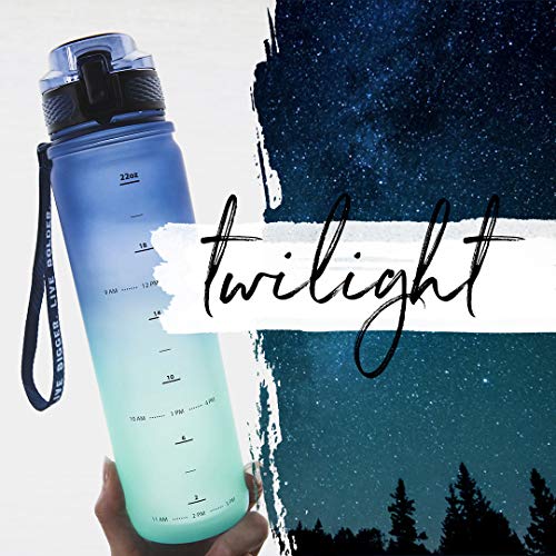 Live Infinitely 24 Oz Water Bottle With Time Marker - Insulated Measured Water Tracker Screen - Bpa Free Gym Water Bottle - Locking Flip Top Lid, Rubberized (Twilight, 24Oz) #TOP1