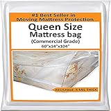 Mattress Bags for Moving Queen -Mattress Storage Bag - 5 Mil Heavy-Duty - Thick Plastic Bed Mattress Cover Protector for Moving Queen - Reusable Bed Moving Supplies