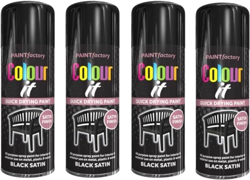 MIXEL Black Colour Satin Spray Paint, Durable And Satin Finish, Non Cracking, Quick Drying, Easy To Use, Interior And Exterior Use On Metal, Plastic, Wood, 250ml