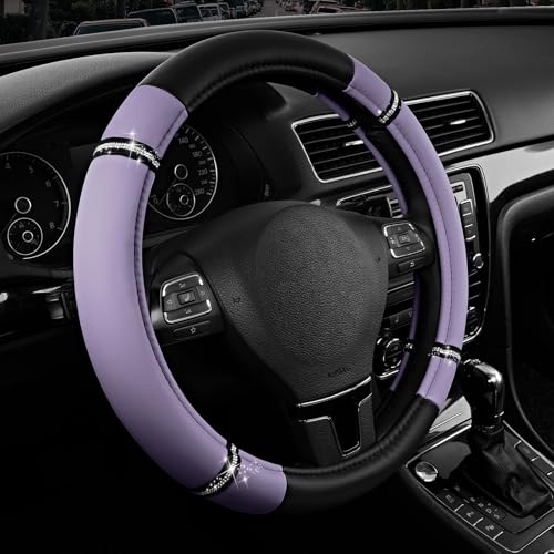Road Comfort Leather Steering Wheel Cover Premium Anti-Slip Car Steering Wheel Grip Cover Universal Fit for 14.515 Cars Trucks & SUVs - Purple