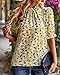 BTFBM Womens Tops 2026 Dressy Casual Blouses Summer Spring Clothes Mock Neck Short Sleeve Shirts Business Work Fall Outfits(Floral Yellow, Small)