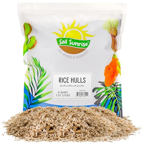 Soil Sunrise Organic Horticultural Grade Rice Hulls (8 Quarts) All-Natural Soil Amendment for Houseplants Gardening Seed Starting & Chicken Bedding