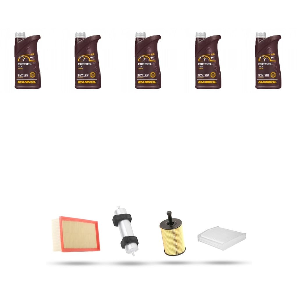 Kit tagliando 4 FILTRI e 5L OLIO M compatibile con Audi A4 (B8) 2.0 tdi 105kw dal 2007