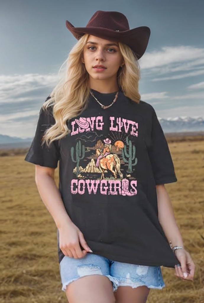 Womens Cow Skull Shirt Cowgirl Country Concert Tshirt Vintage Western Rodeo Graphic Tee Short Sleeve Casual Summer Top - Image 3