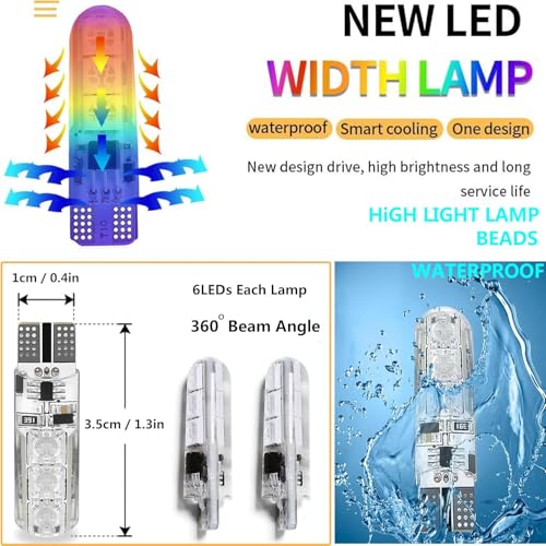 FZSSHYG 4Pcs T10 RGB LED Bulb Width Light 194 168 w5w 2825 Atmosphere Bulbs with RF Remote 16 Colors Strobe Light Replace for Car Interior Map Dome Parking License Plate by FZSSHYG - Image 4