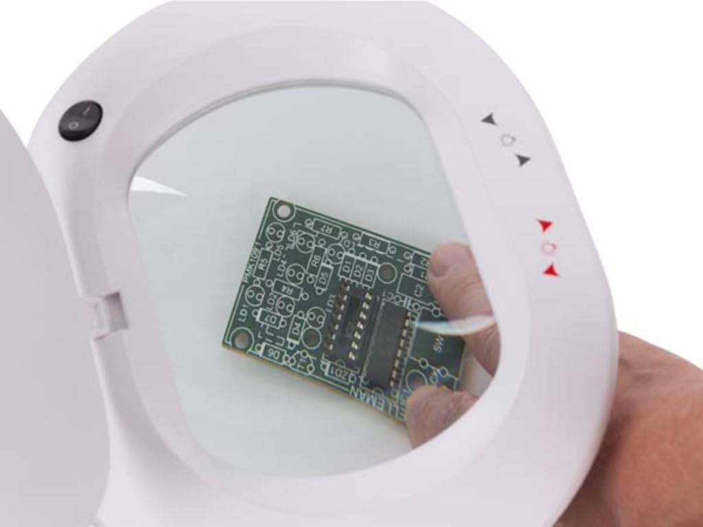 Velleman Lámpara lupa LED con pinza, lámpara de aumento regulable de 10 W, 60 LEDs, aumento 2,25x, lente 5 dioptrías 142 mm, 3500-6500 K, para lectura, diamond painting, hobby y trabajos de precisión