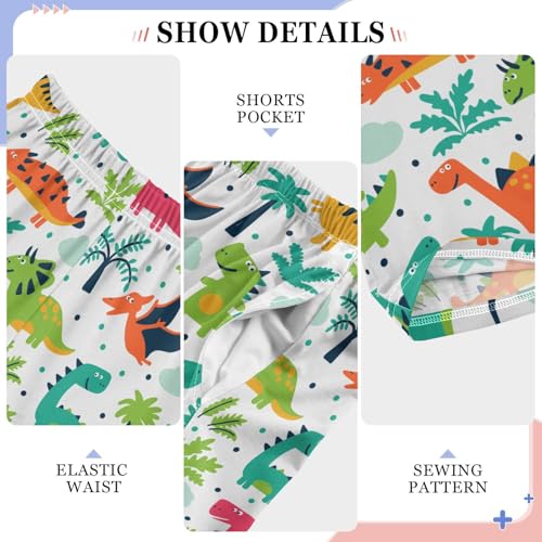 ZZXXB Colorful Dinosaurs Palm Tree Boys Long Pants Soft Trousers Elastic Waist Kids Lounge Bottoms with Pockets S-XL4