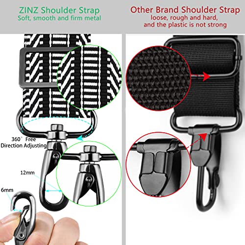 Image of Shoulder Strap 78 inch Universal Handbag Strap with Ultra-thick Fixed Padded and Dual Balanced Adjustable Buckles Shoulder Crossbody Strap for Briefcase Messenger Bag Laptop bag Luggage,BK&White Jacquard