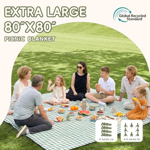 Image of Genovega Waterproof Picnic Blanket Beach Outdoor Camping Mat Rug Extra Large Foldable Cute Big Travel Essential Accessories Gift Park Patio Lawn Garden Grass Play Music Festival Concert Must Have