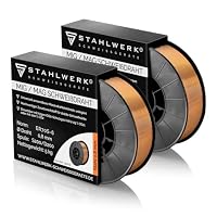STAHLWERK MIG/MAG Stahl Schweißdraht Ø 0,8 mm ER70S-6 (SG2) – 2 Stück je 5 kg D200-Spule für 50 mm Dorn, universell einsetzbar, hochwertiger Schweißmassivdraht für alle Stahlarbeiten mit Schutzgas – Ansicht 1