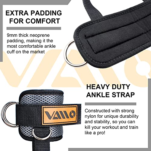 Image of VAIIO Ankle Straps for Cable Machines,Adjustable Comfort fit Neoprene, Reinforce Double D-Ring - Premium Ankle Cuffs to Improve Abdominal Muscles, Lift The Butts, Tone The Legs for Men & Women