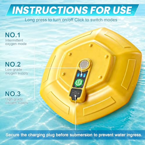 Image of Floating Bait Bucket Aerator, IPX7 Waterproof & Rechargeable Oxygen Pump, Ultra-Quiet Live Bait Bubbler with Type-C Charging, Portable Floating Aerator for Fishing Outdoor Fish Accessories