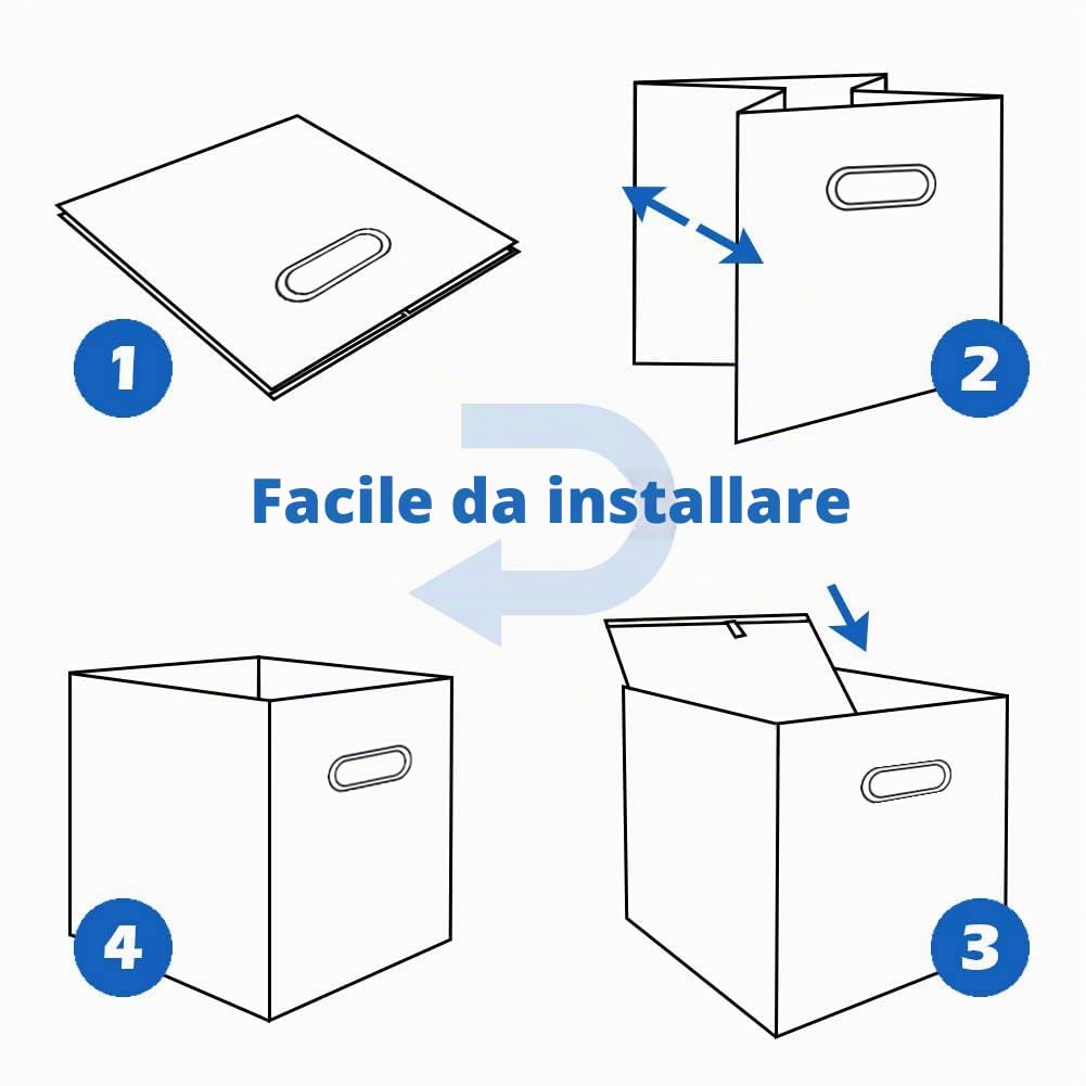 powerking Contenitore contenitore di stoccaggio in tessuto, 6 Pack pieghevole panno di stoccaggio Cube Organizer Cassetto con maniglia in metallo per armadio e giocattoli di stoccaggio, Rosso