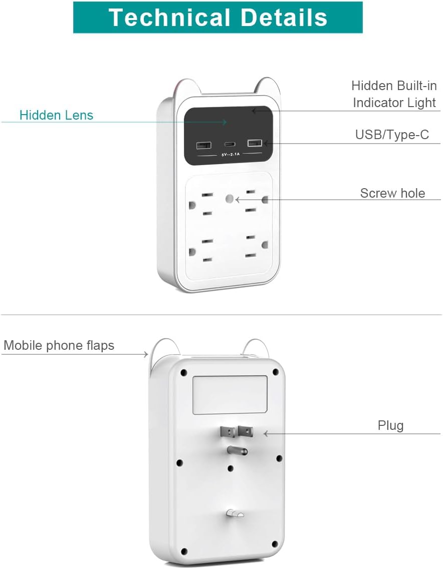 2026 Upgraded Hidden Camera Wall Outlet Camera, 2K HD Wireless Nanny Cam with 120° Wide Angle Loop Recording Motion Detection Easy Setup for Home, Pets & Office Indoor Security (White)