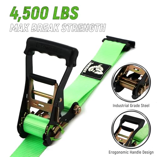 UTV Wheel Chock Tie-Down Kit - 4,500lb Break Strength Heavy Duty Trailer Tire Straps System - 2Pack 2