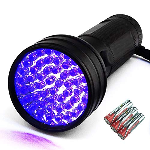 UV Black Flashlight (Batteries INCLUDED), Pet Urine Detectors lights,51 LED 395 nM