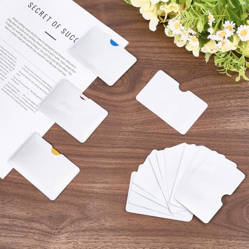 CREATCABIN 40Pcs RFID Blocking Sleeves Credit Card Sleeves Protectors Set White Aluminum Identity Theft Protection Holders Waterproof RFID Card Secure Planners Envelopes for Men Women Purse Wallets3