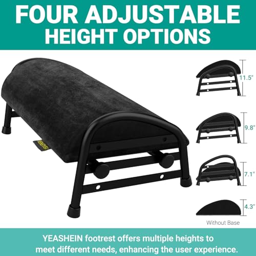 Adjustable Foot Rest for Under Desk at Work, Velvet Under Desk Footrest with Metal Frame, Padded Foot Stools for Under Office Desk, Ergonomic Leg Rest for Desk Chair, Car, Computer - Black - Image 4