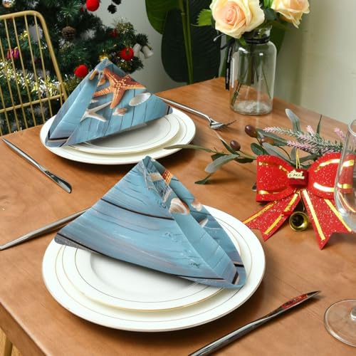 Servilletas de Tela Satinadas Diseño Estrella de Mar Pack x6 miniatura 3