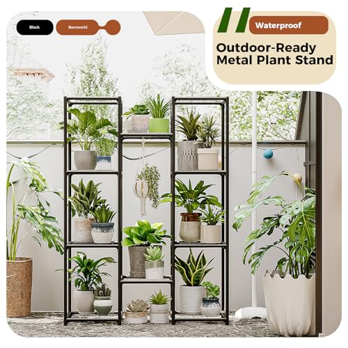 image for Bamworld Plant Stand Outdoor Metal Plant Shelf for Multiple Plants Lar