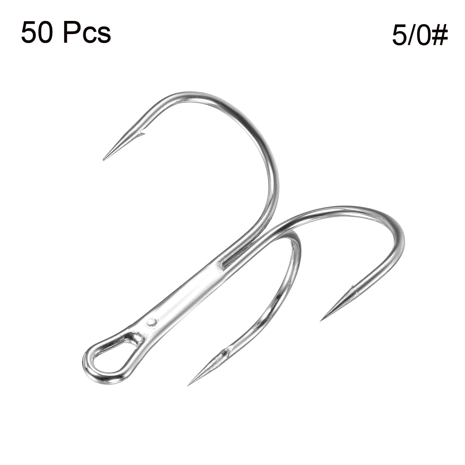 PATIKIL 16# Treble Fish Hooks, 50 Pack 0.35" L Carbon Steel Sharp Round Bend Hook Triple Barbed Hook for Freshwater Saltwater White - Image 3
