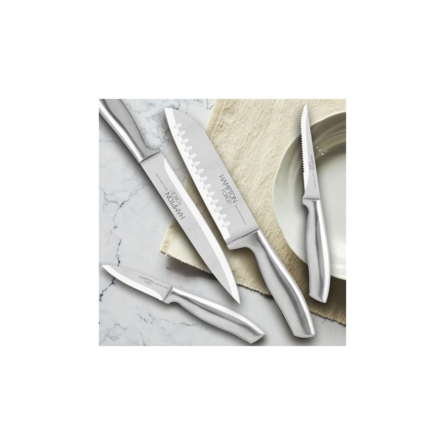 Hampton-Forge-Kobe5PieceUtility-KnifeBlockSetSilver-5-Piece Hampton Forge Kobe–5PieceUtility KnifeBlockSet–Silver, 5 Piece