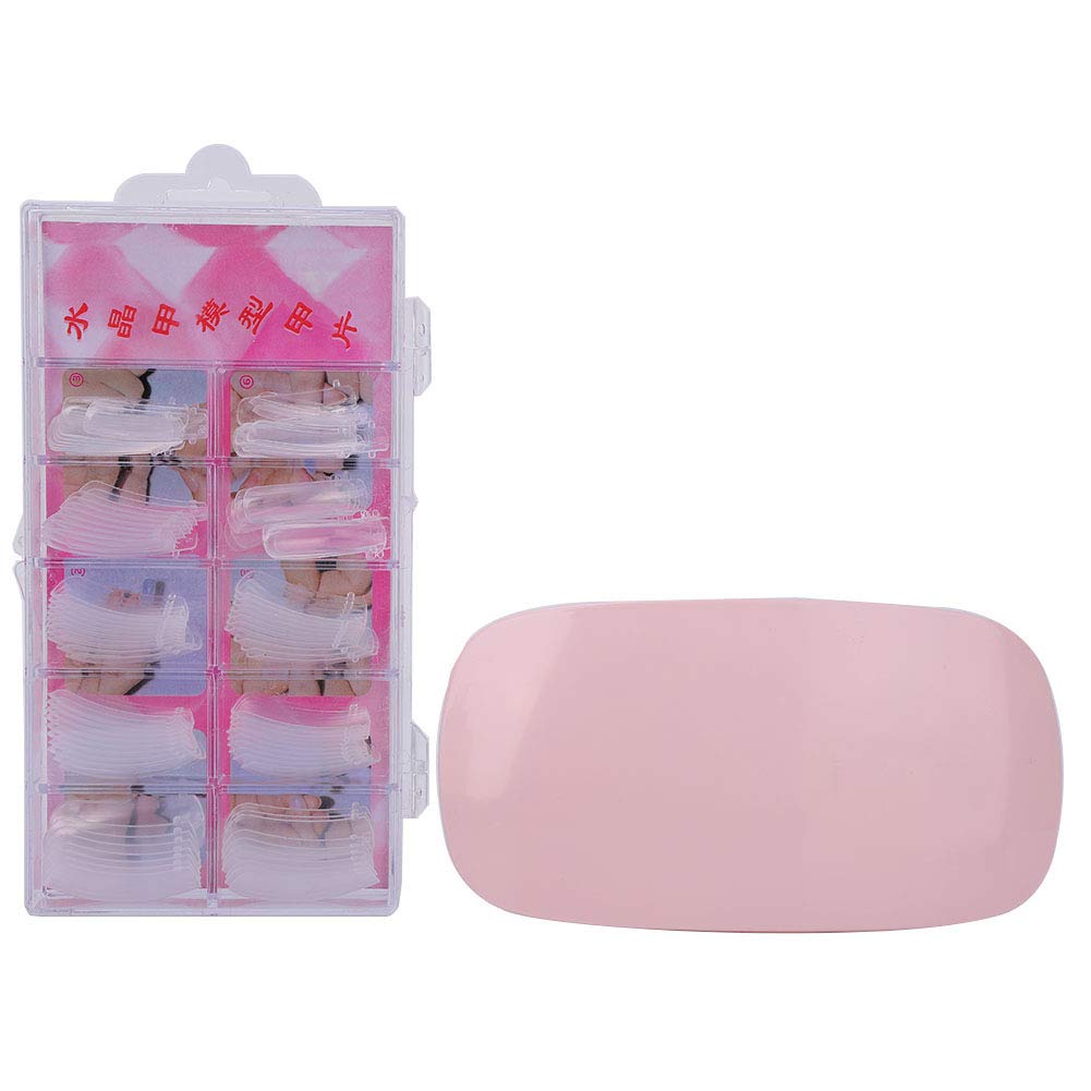 Set di strumenti per nail art con lampada essiccatrice, colla per extension e gel modellante; kit completo per manicure su unghie naturali o artificiali, incluso lima arcobaleno e (Rosa)