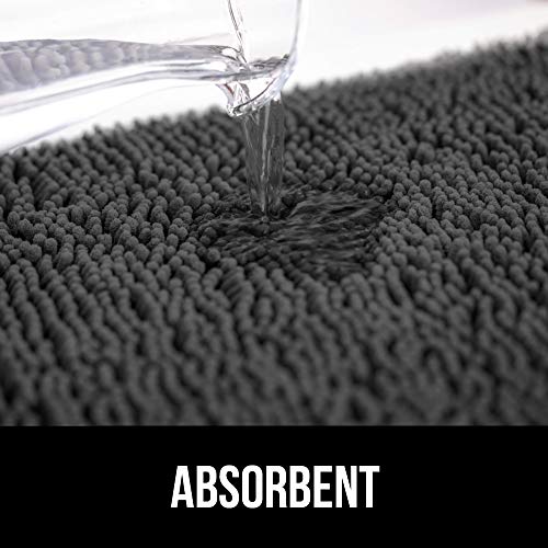 Image of GORILLA GRIP SoakSTOPPER Dog Door Mat, 36x24 Machine Washable Rug Absorbent Doormat Captures Moisture Mud Dirt, Quick Dry Soft Chenille Entryway Rugs Indoor Entrance Mats for Dog Paws, Charcoal