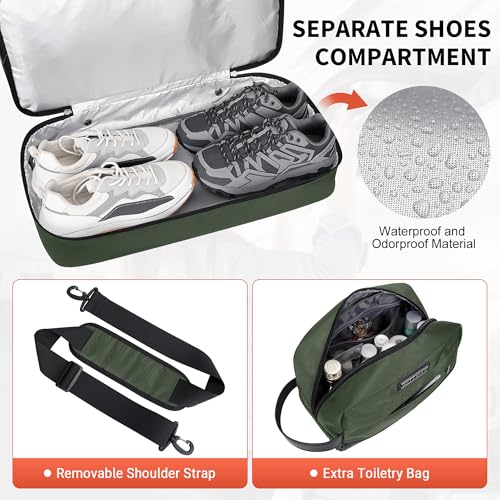 Image of WITZMAN Travel Duffle Bags for Men Gym Bag with Toiletry Bag Sets Carry On Overnight Bag 55L （B696 Army Green）