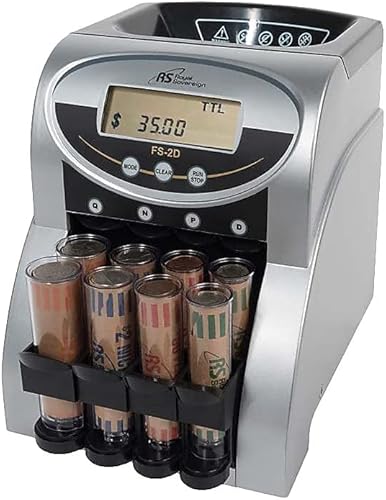 Vista 2 de Royal Sovereign Contador/clasificador eléctrico de monedas USD, 2 filas con tecnología patentada antiatascos y conteo de valor, plata (FS-2N)