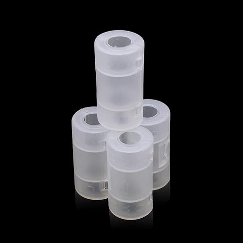 Miniatura 6 de Paquete de 4 espaciadores convertidores de batería AA a C, tamaño AA a C, cajas de funda para adaptador de celda de batería, transparente
