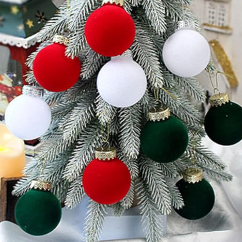 Ensemble de décorations de boules de Noël en velours floqué durable - 8