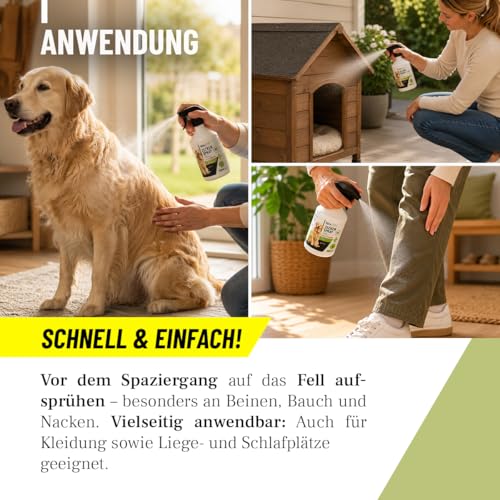 ReaVET Zeckenschutz Hund, Zeckenspray 500ml - Zeckenmittel mit Schwarzkümmelöl I Sofortschutz gegen Zecken I Zecken-Spray für Welpen I Zeckenabwehr