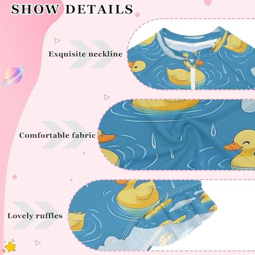 Yellow Ducks Swimming Rain Girls Long Sleeve Swimsuits One Piece Zipper Bathing Suit UPF 50+ Rashguard Swimwear4