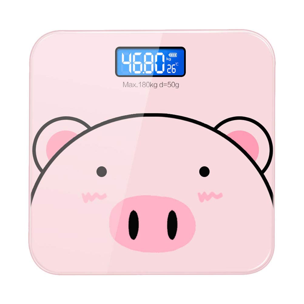 Báscula Digital de Peso Corporal y Pantalla Lcd de Alta Definición Diseño de Dibujos Animados Vidrio Templado Precisión de 2 Decimales Hogar