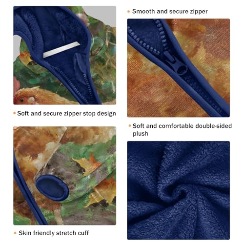 Brown Chicken in Garden Setting Toddler Fleece Jacket Girl Boys Hooded Fleece Jacket Coat Warm Outwear Zip-up 3-10T3