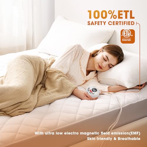 Heated Mattress Pad King,Dual Controller Electric Mattress Pad with Preheat Functions,Bed Warmer with 12 Heat Settings & 1-12 Hours Auto Shut Off, Machine Washable(78"x80",White)