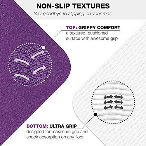 Image of IRIS Fitness Non Slip TPE Yoga Mat for Hot Yoga, Pilate , Gymnastics, Double Sided (72 inch x 24 inch x 6 mm, Purple White)