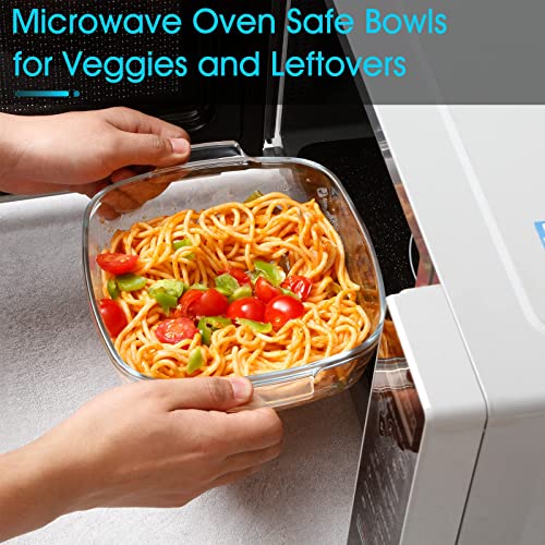 Nutriups Glass Casserole Dish With Lid Oven Safe Square Casserole Dish With Handles, Microwave Casserole Bowl With Glass Lid Casserole Cookware (1.2L-Square) #TOP2