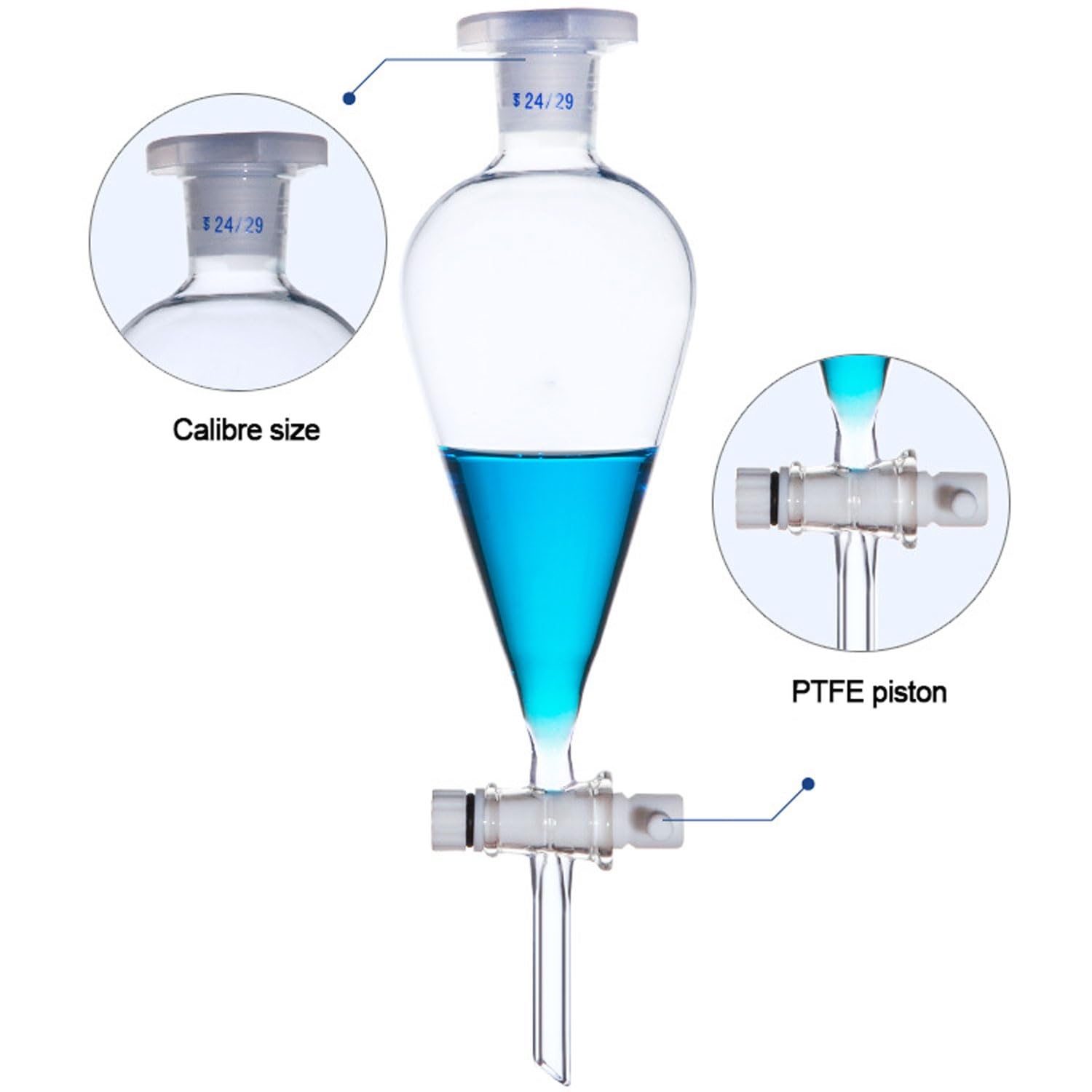 Lenz Laborglasinstrumente Borosilicate Glass Squibb Separating Funnels with Soli