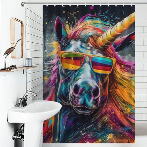 Rideau de douche cheval polyester imperméable rideau lavable machine 122x183 - 6