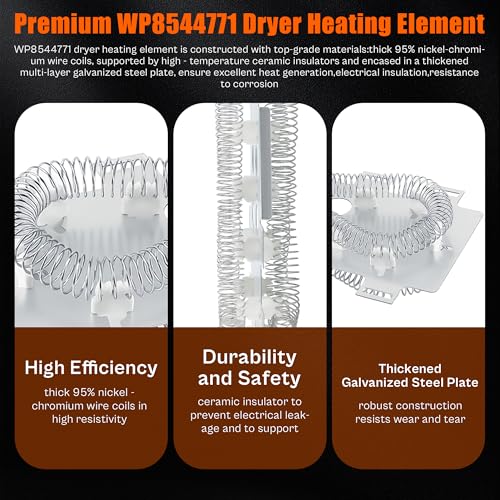 Upgrade WP8544771 8544771 Dryer Heating Element fit for Whirlpool-Duet-Cabrio-Maytag-Bravos-XL-Kenmore-Elite-Oasis HE2 HE3 HE4 HE5 Dryer Parts Repair Kit with 8544771 279816 279973 3392519 LUXRILIX