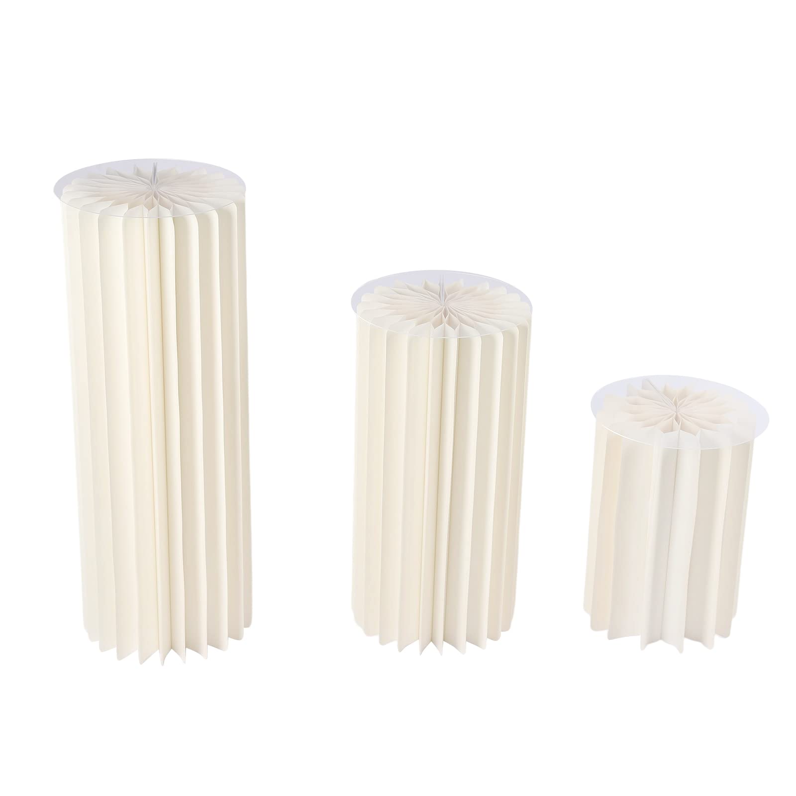 5 Stück Buffet Ständer mit Acrylplatten, Faltbare Tortenständer aus Karton, Stabile Deko-Säulen für Dessert-Tische, Cupcakes & Catering, Ideal für Hochzeit, Party & Geburtstag – Weiß