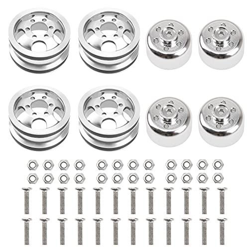 Vgoohobby Metal RC Wheel Rim Hub Compatible with WPL B1 B14 B16 B24 B36 C14 C24 C34 B36 1/16 RC Car (Silver)