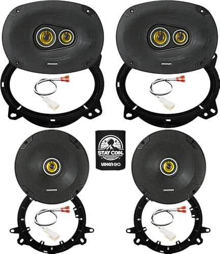 KICKER Speakers 6X9 & 6.5 inch for Toyota 4Runner 2003-2024 Upgrade Kit - 2 Pairs of CS Series with Adapters and Harness, Car Audio Front & Rear Door Speaker CSC6934, 46CSC6934 & CSC654, 46CSC654